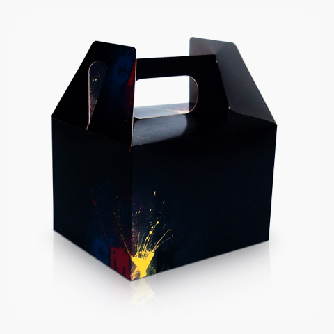 Tragegriff-Schachtel mit Aufdruck Tragegriff-Schachtel mit Aufdruck
