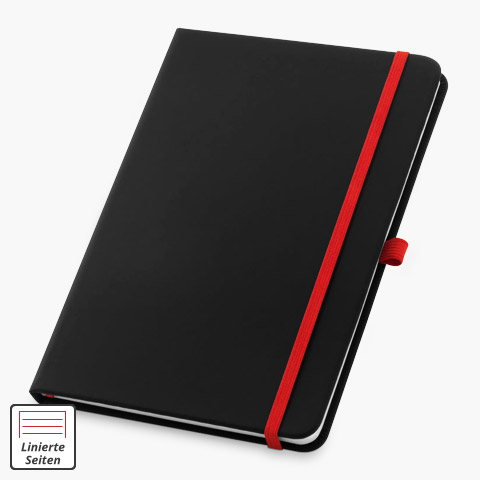 Schwarzes Notizbuch Rot