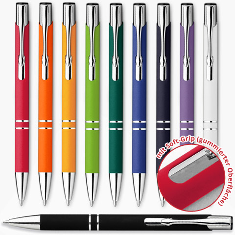 Clipfarbe rot 100x Kugelschreiber mit Gravur