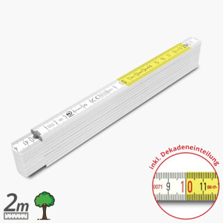 Meterstab 2m - Wei&szlig;+Gelbe-Dekaden - Kat.40 v1