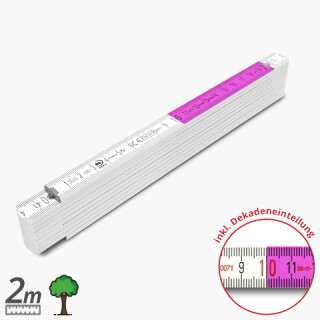 Meterstab 2m - Wei&szlig;+Magenta-Dekaden - Kat.40 v2