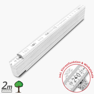 Meterstab 2m-mit 90&deg;-Raste - wei&szlig; - Kat.40 v4