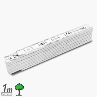 Meterstab 1m-Holz - wei&szlig; - Kat.40 v5