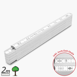 Meterstab 2m-Inch/Zoll+cm - wei&szlig; - Kat.40 v4