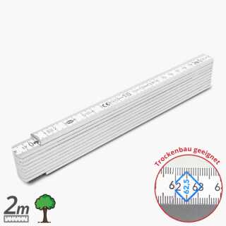 Meterstab 2m-62,5-Trockenbauerskala - wei&szlig; - Kat.40 v4