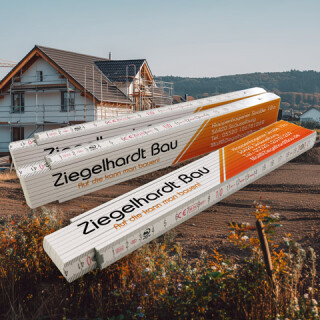 Zollstock mit Aufdruck aus Holz f&uuml;r Maurer