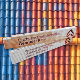 Zollstock mit Aufdruck aus Holz f&uuml;r den Dachdecker